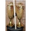 Image 9 : (2) Polished WATER BUFFALO HORN and BRASS Taper Candleholders