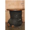 Image 3 : *Real Skin* ELEPHANT FOOT Table with a Wood Top