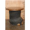 Image 4 : *Real Skin* ELEPHANT FOOT Table with a Wood Top