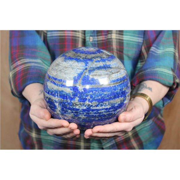 XXL Polished BLUE LAPIS LAZULI Mineral Sphere, Weight: 18 lbs