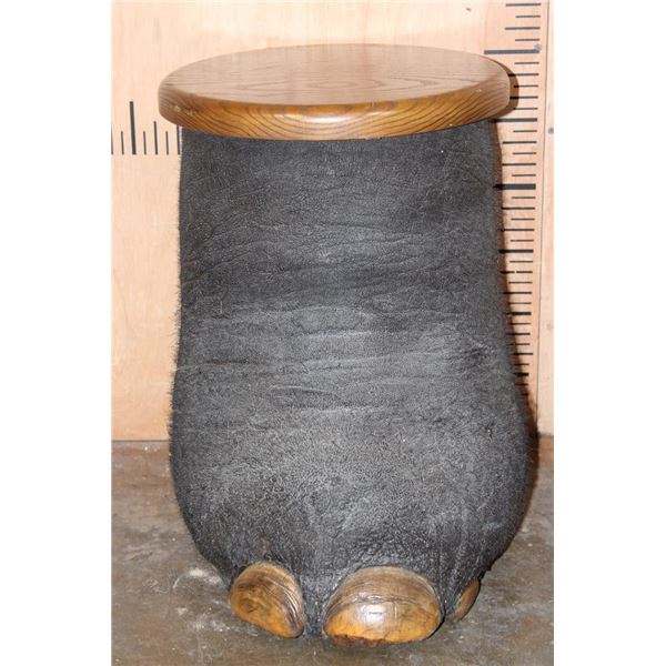 AFRICAN ELEPHANT Foot Stool or End Table with a Wood Top