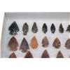 Image 2 : (60) Native American PROJECTILE POINTS or ARROWHEADS in a Glass Display Case