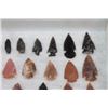 Image 4 : (60) Native American PROJECTILE POINTS or ARROWHEADS in a Glass Display Case
