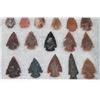 Image 7 : (60) Native American PROJECTILE POINTS or ARROWHEADS in a Glass Display Case