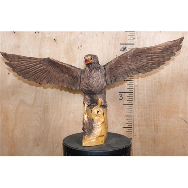 Hand-carved Black Forest EAGLE Sculpture with Removable Wings