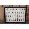 Image 1 : (40) Native American Stone ARTIFACTS, Projectile Points, and Drill Bits in a Display Case