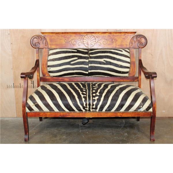 Antique ZEBRA Hide SETTEE or LOVE SEAT