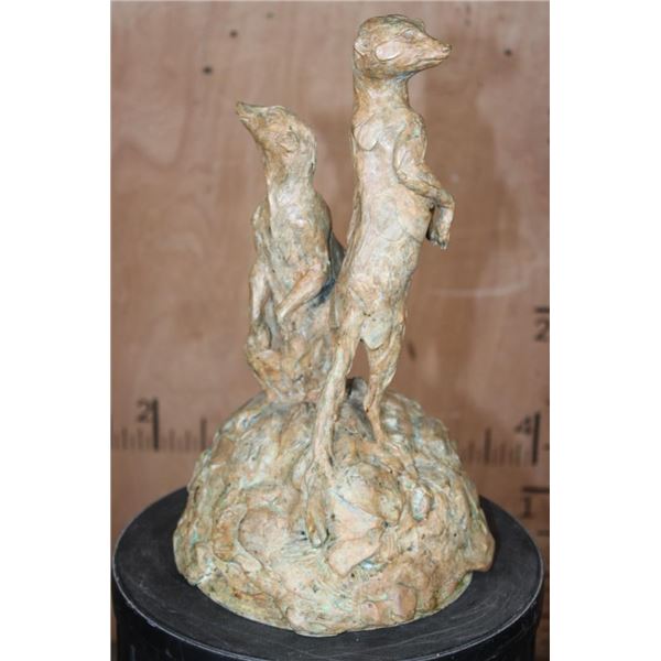 Original Bronze Sculpture "Meerkats" #7/50 by Paul Rhymer