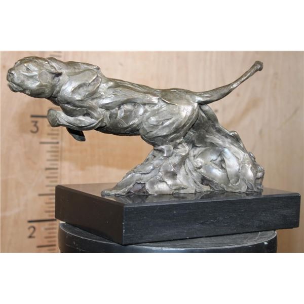 Original "Jaguar" Limited Edition #8/50 Bronze Sculpture by Paul Rhymer on a Marble Base