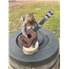 Image 1 : Life-sized Guitar Playing SQUIRREL on a Log Slice Base
