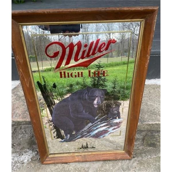 Miller High Life "BLACK BEAR" Mirrored Advertisement from the Wildlife Series
