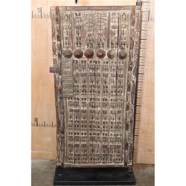 XXL Antique African Dogon Granary DOOR on a Custom Metal Stand