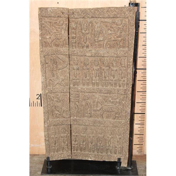 Big Antique Hand-carved Wood African Granary DOOR on a Custom Metal Stand