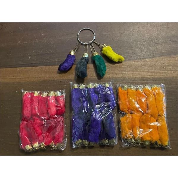 (30) "Good Luck" or "Lucky" RABBITS FEET Keychains or Purse Charms