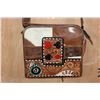 Image 2 : *Brand New* Western Tooled Leather and Cowhide Crossbody BAG with Gambling Inspired Elements