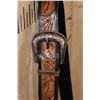 Image 5 : *Brand New* Western Tooled Leather and Cowhide Crossbody BAG with Gambling Inspired Elements