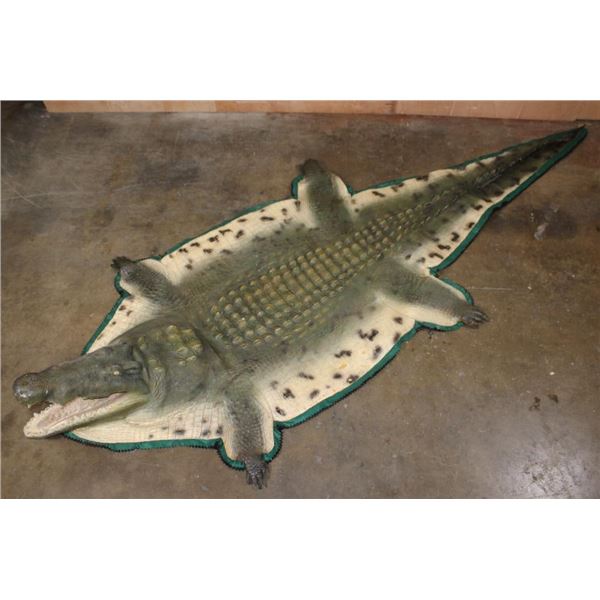 XXL *Real Skin* with a Reproduction Head CROCODILE Hide Rug
