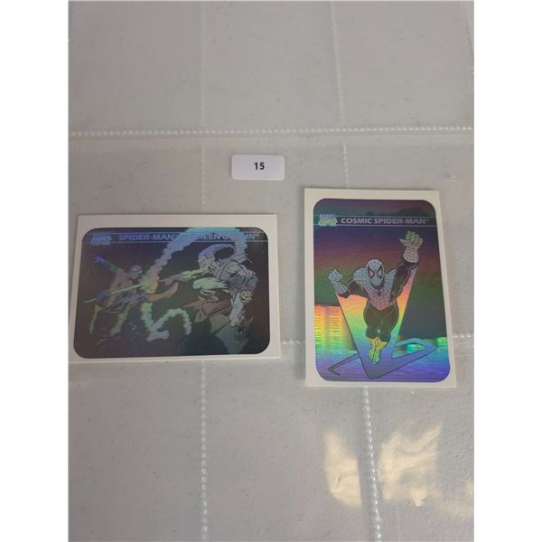 1990 Marvel Universe Hologram Insert Cards: Spider-Man vs Green Goblin & Cosmic Spider-Man