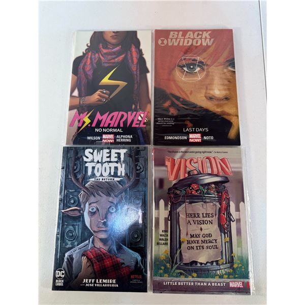 Graphic Novel Lot: Ms. Marvel, Black Widow Last Days, Sweet Tooth & The Vision