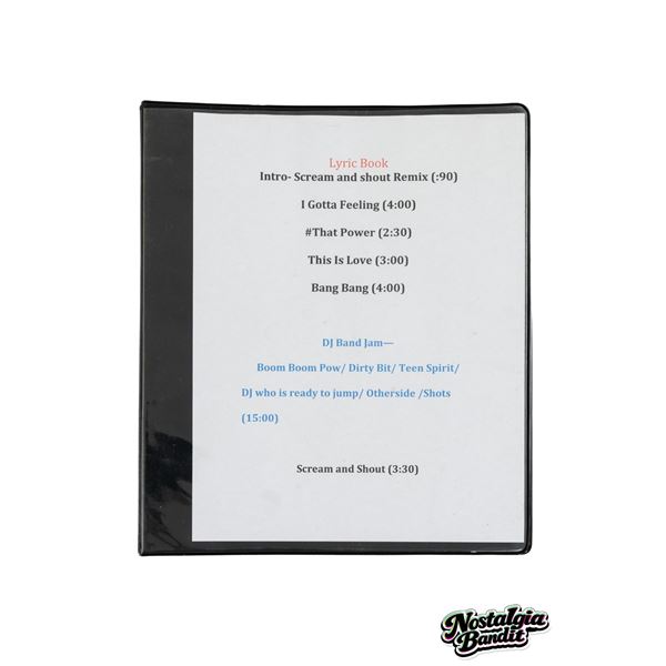 Black Eyed Peas | Teleprompter Lyric Binder & "The Beginning" Crew Itinerary Europe 2011