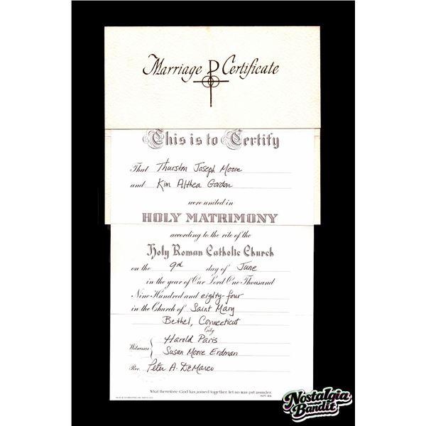 Sonic Youth | Thurston Moore & Kim Gordon Original Marriage Certificate (1984)