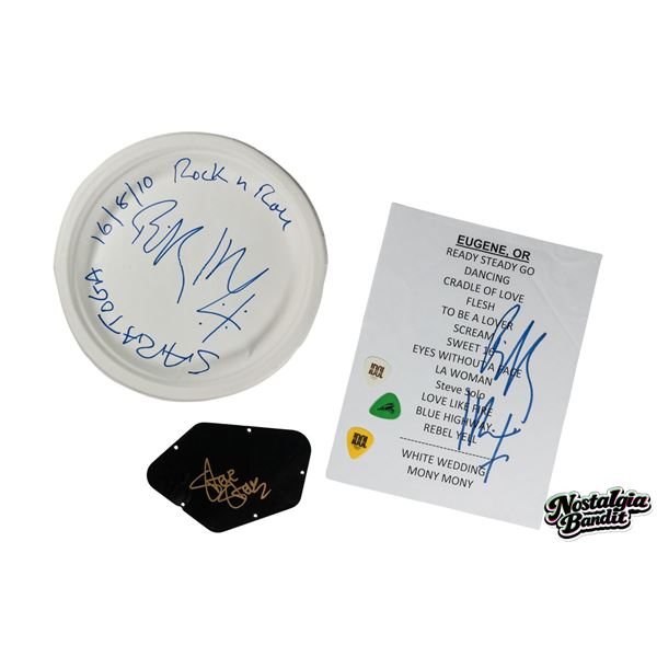 Billy Idol & Steve Stevens | Stage-Used Picks, Signed Pickguard, Plate & Set List (2010-2012)