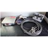 Image 1 : Ohaus Catapult 1000 Scale, FEIT Electric Dual Head Flood Light, Steel Cable, Caulk Gun, Tape, etc