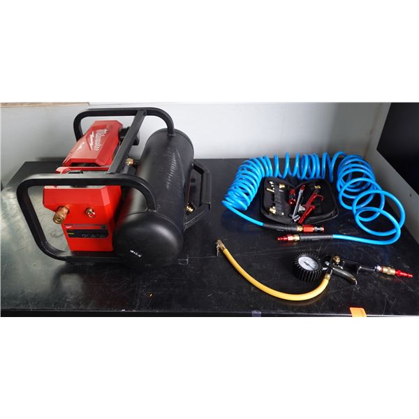 Milwaukee 2840-20 Compact Compressor, Air Hose, Fitting, Tire Gauge, etc