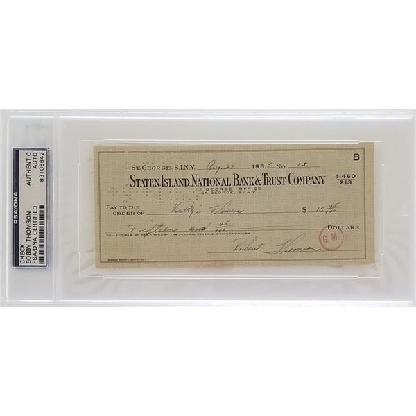 Boston Red Sox Bobby Thomson encapsulated signed check