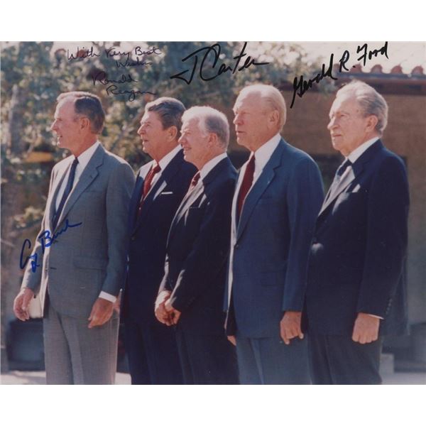 4 American Presidents signed photo. GFA Authenticated