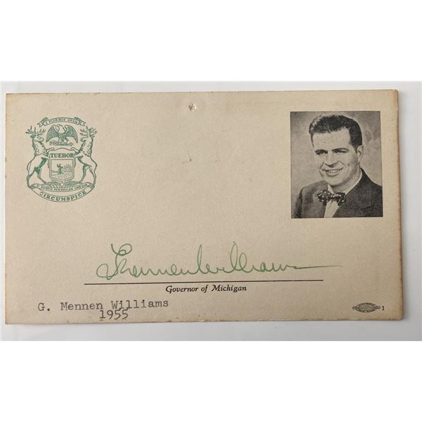 Governor of Michigan G. Mennen Williams signed autograph card