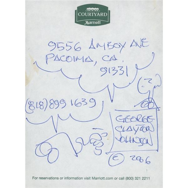 Logans Run George Clayton Johnson signed note