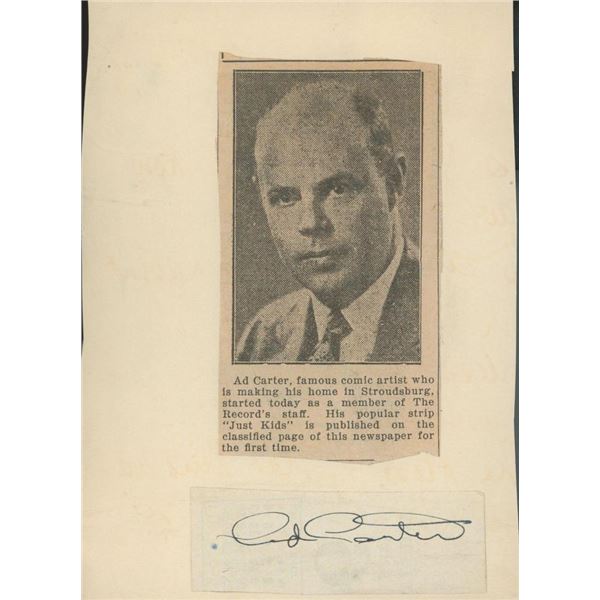 Ad Carter newspaper clip and signature