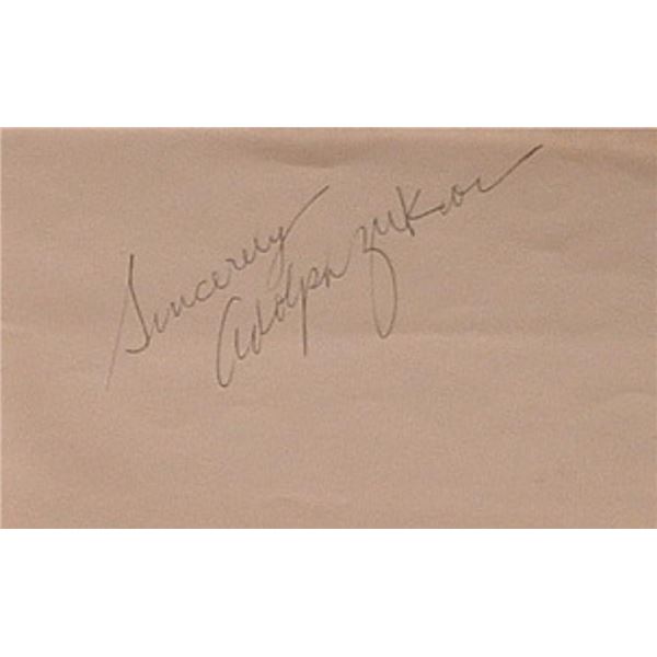 Paramount Pictures founder Adolph Zukor signature slip