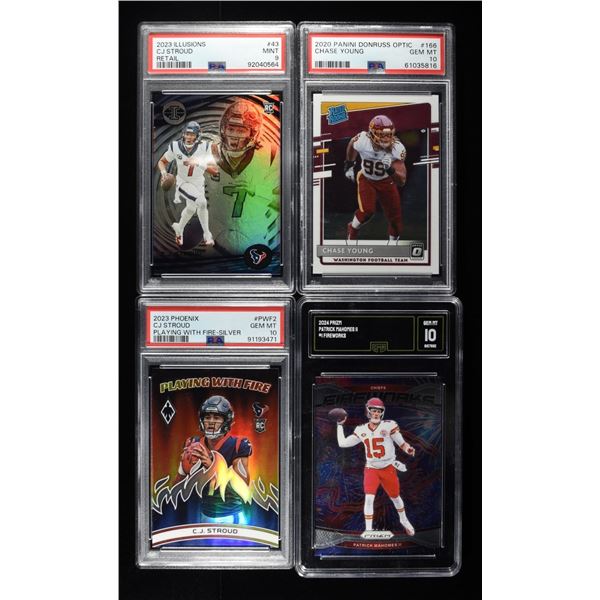 (3) PSA GRADED & GMA GRADED FOOTBALL CARDS