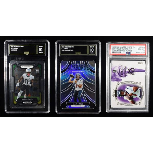 (3) GRADED GEM MT 10 FOOTBALL CARDS