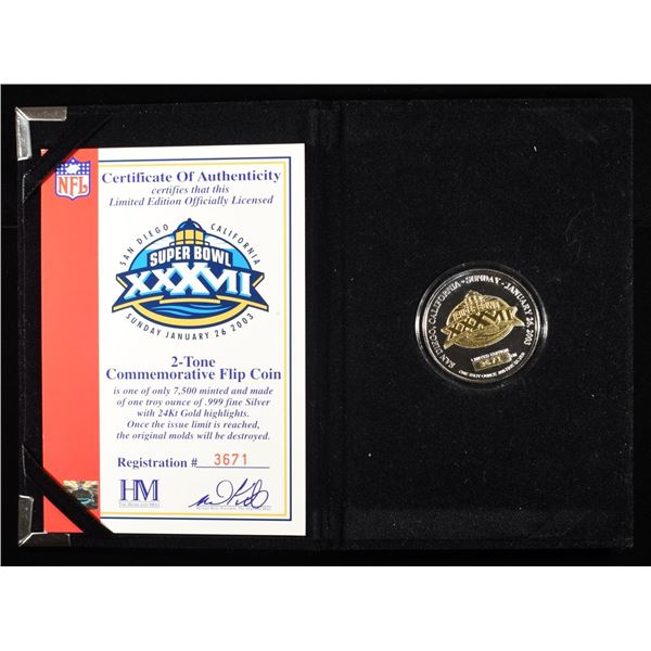 SUPER BOWL XXXVII 1 OZ 0.999 SILVER FLIP COIN