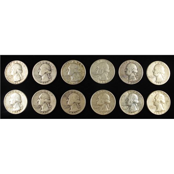 (12) 90% SILVER WASHINGTON QUARTERS