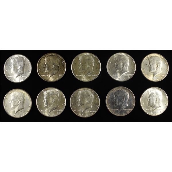 (10) 90% SILVER KENNEDY HALF DOLLARS