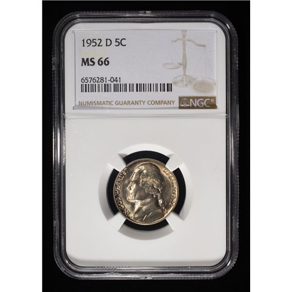 1952-D JEFFERSON NICKEL NGC MS66