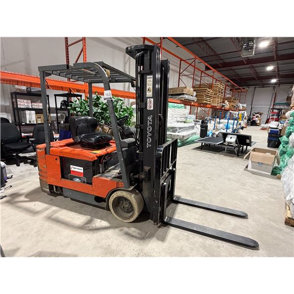 TOYOTA 5FBE20 ELECTRIC FORKLIFT,, 48V 2,850 LB CAP, 189 IN.W/ CHARGER *NEW BATTERY * late delivery