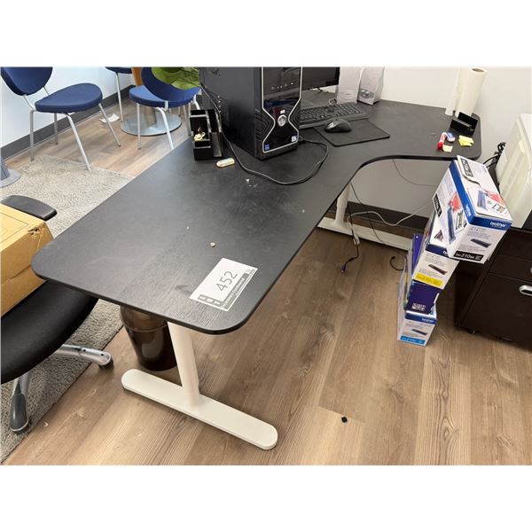 DESK 64" X 43", HEIGHT ADJUSTABLE, WITH PEDESTAL