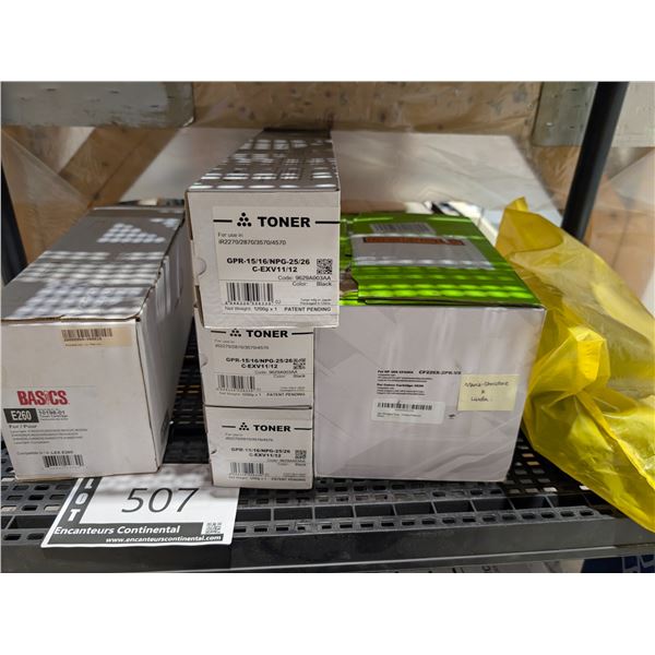 LOT OF 7 ASSORTED TONER CARTRIDGES
