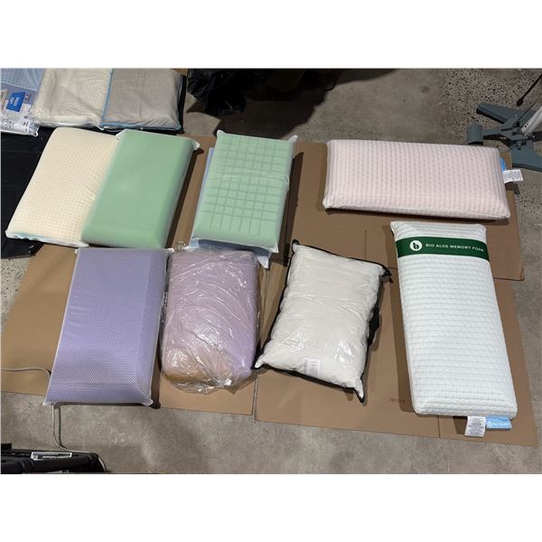 LOT OF 19 ASSORTED MEMORY FOAM PILLOWS