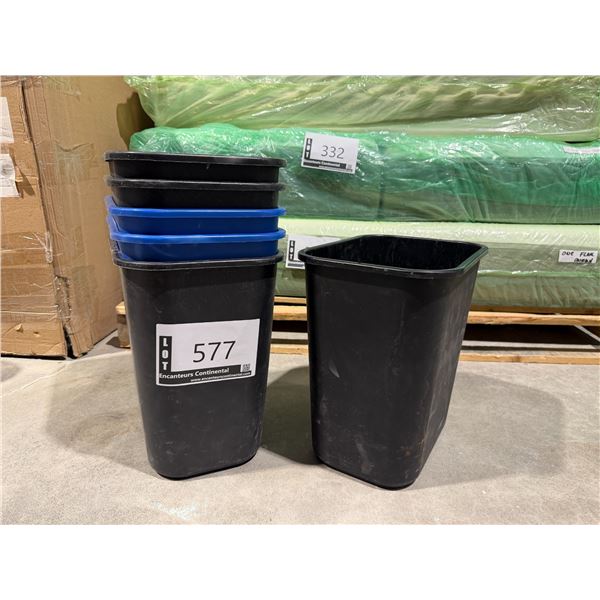 LOT OF 6 PLASTIC WASTE BINS