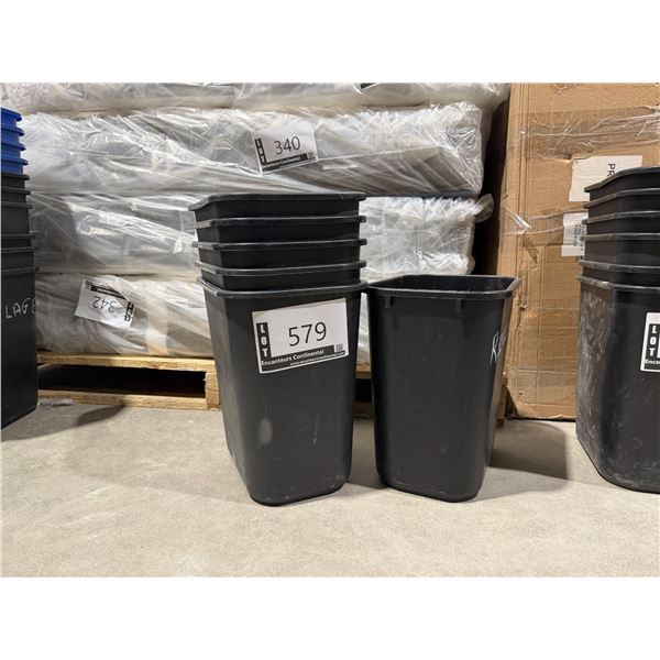 LOT OF 6 PLASTIC WASTE BINS
