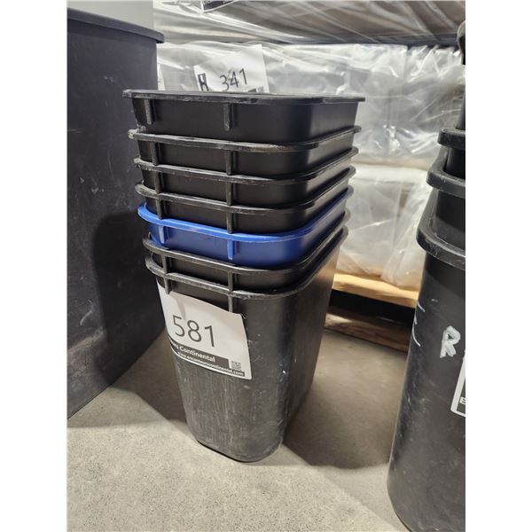 LOT OF 7 SMALL PLASTIC WASTE BINS