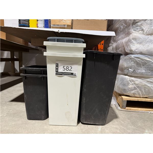 LOT OF 6 ASSORTED WASTE BINS