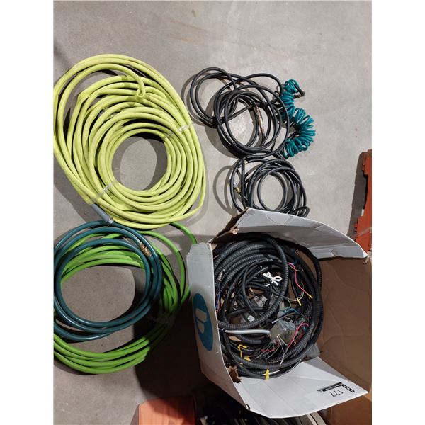 LOT OF ASSORTED HOSES AND ELECTRICAL WIRES