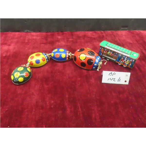 Vintage Ladybug Family Parade Friction Tin – Made in Japan, and Little Friction Train